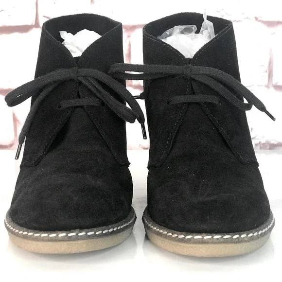 J CREW MacAlister Black Suede Rubber Wedge Ankle Boots Booties Size 8 - Picture 3 of 16